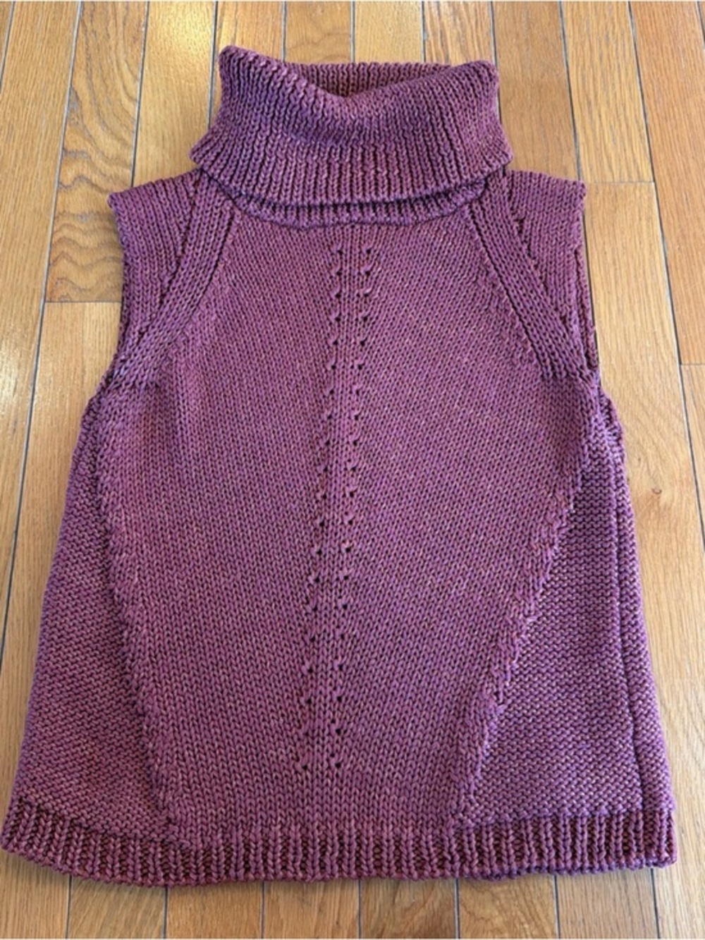 White House Black Market Sleeveless Sweater Cowl Neck Cable Knit Burnt Red XS
